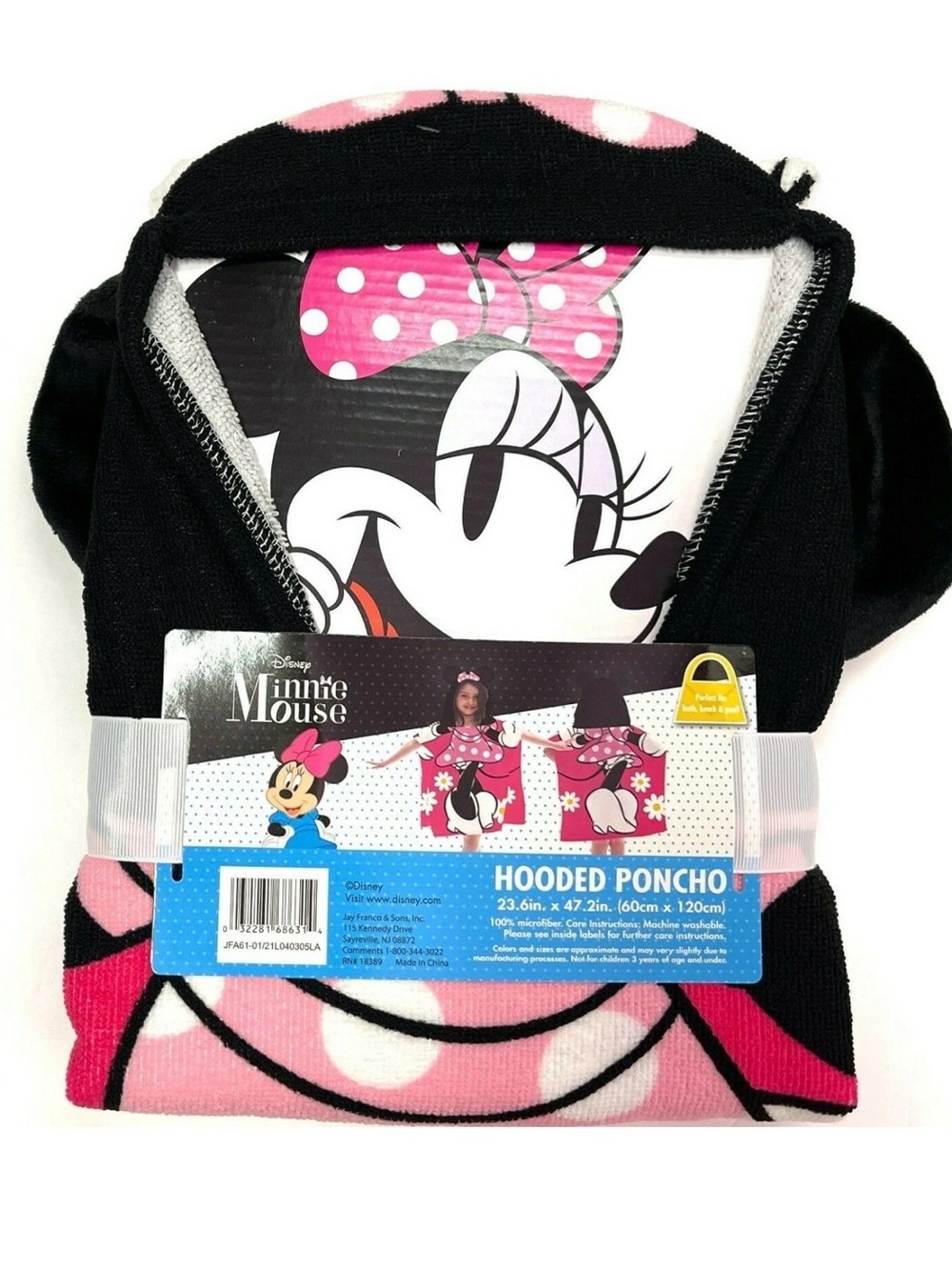Disney Minnie Mouse Hooded Poncho – Black & Pink